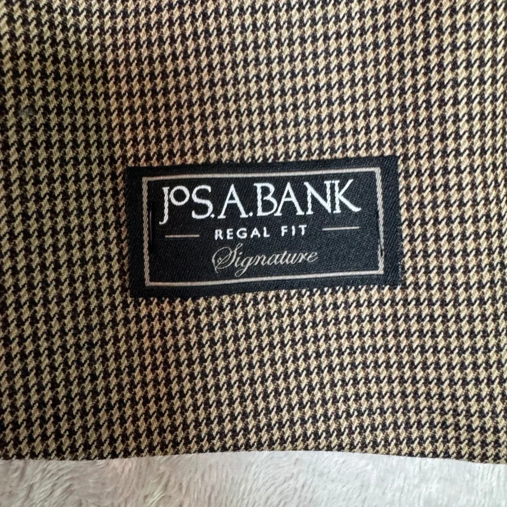 NEW Jos A Bank Mens Signature Brown Black Houndstooth 100% Wool Blazer 50R